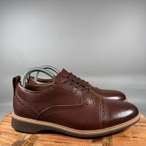 Amberjack Mens Brown Leather Cap Toe Oxford Dress Shoes US 7 Wide